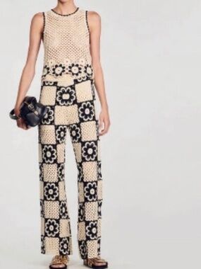 Sandro matching crochet pant, top and purse